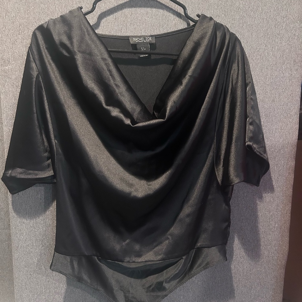 Rachel Zoe Black Satin Bodysuit